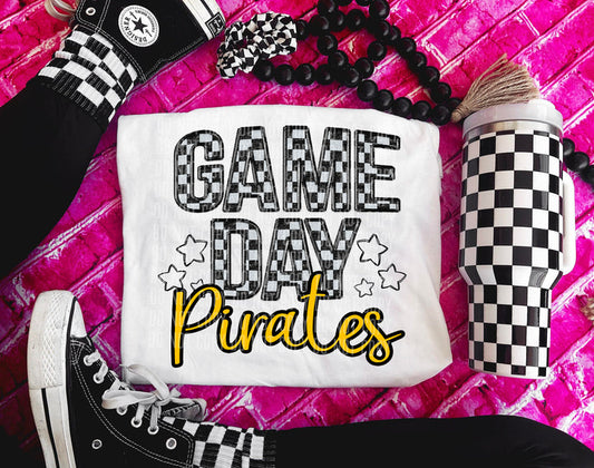 Game Day Pirates Checker Gold Graphic