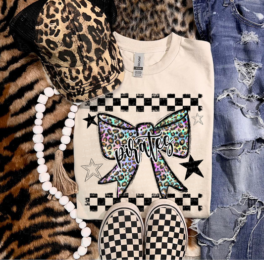 Pirates Rainbow Leopard Bow Graphic