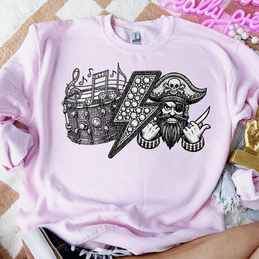Pirates Band Bolt Faux Rhinestone Graphic