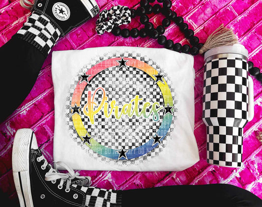 Pirates Checker Star Rainbow Graphic