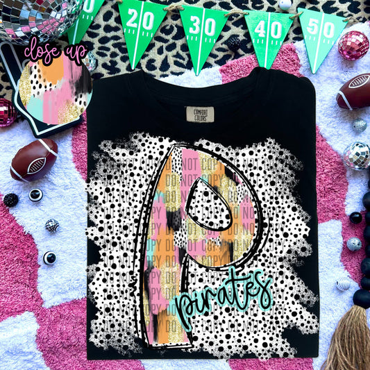 Pirates Dotted Brushstroke P Graphic