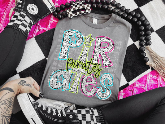 Pirates Dotted Bright Outline Graphic