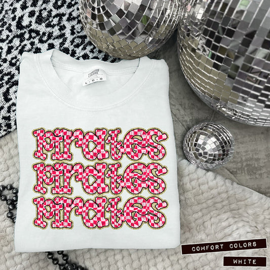 Pirates Pink Checker Gold Graphic