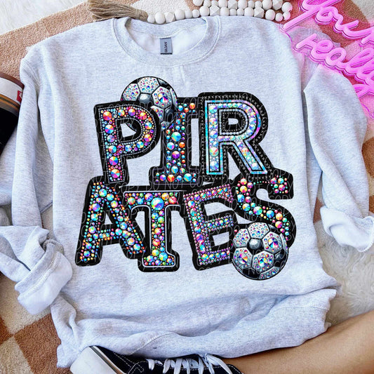 Pirates Faux Rhinestone Soccer Graphic