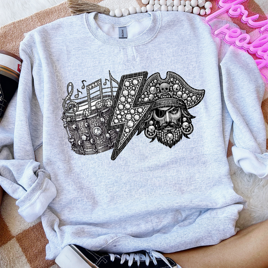 Pirates Band Bolt Faux Rhinestone Graphic