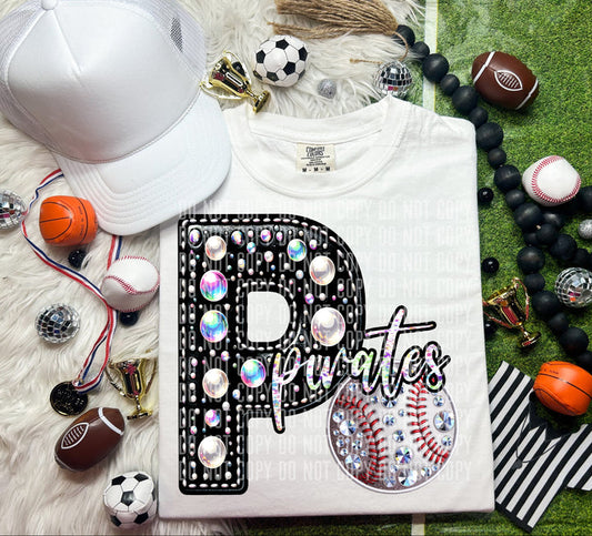 Pirates Baseball Faux Rhinestone Graphic