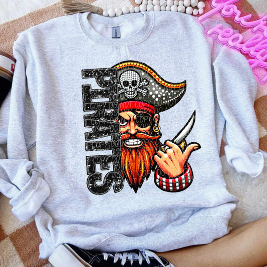 Pirates Faux Sequin Embroidery Stack Graphic