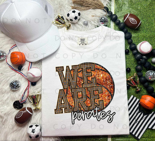 We Are Pirates Faux Sequin Basketball Graphic