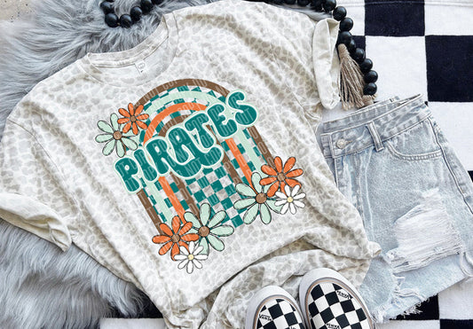 Pirates Checker Rainbow Retro Graphic