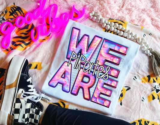 We Are Pirates Pink Purple Bubble Graphic