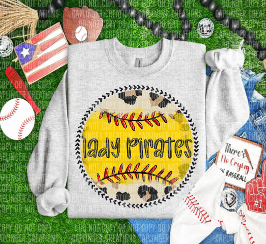 Lady Pirates Leopard Softball Graphic