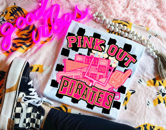 Pink Out Pirates Faux Chenille Graphic