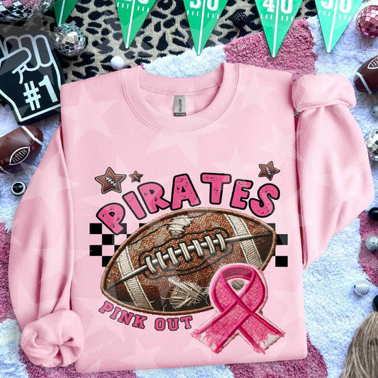 Pirates Pink Out Faux Embroidered Football Graphic