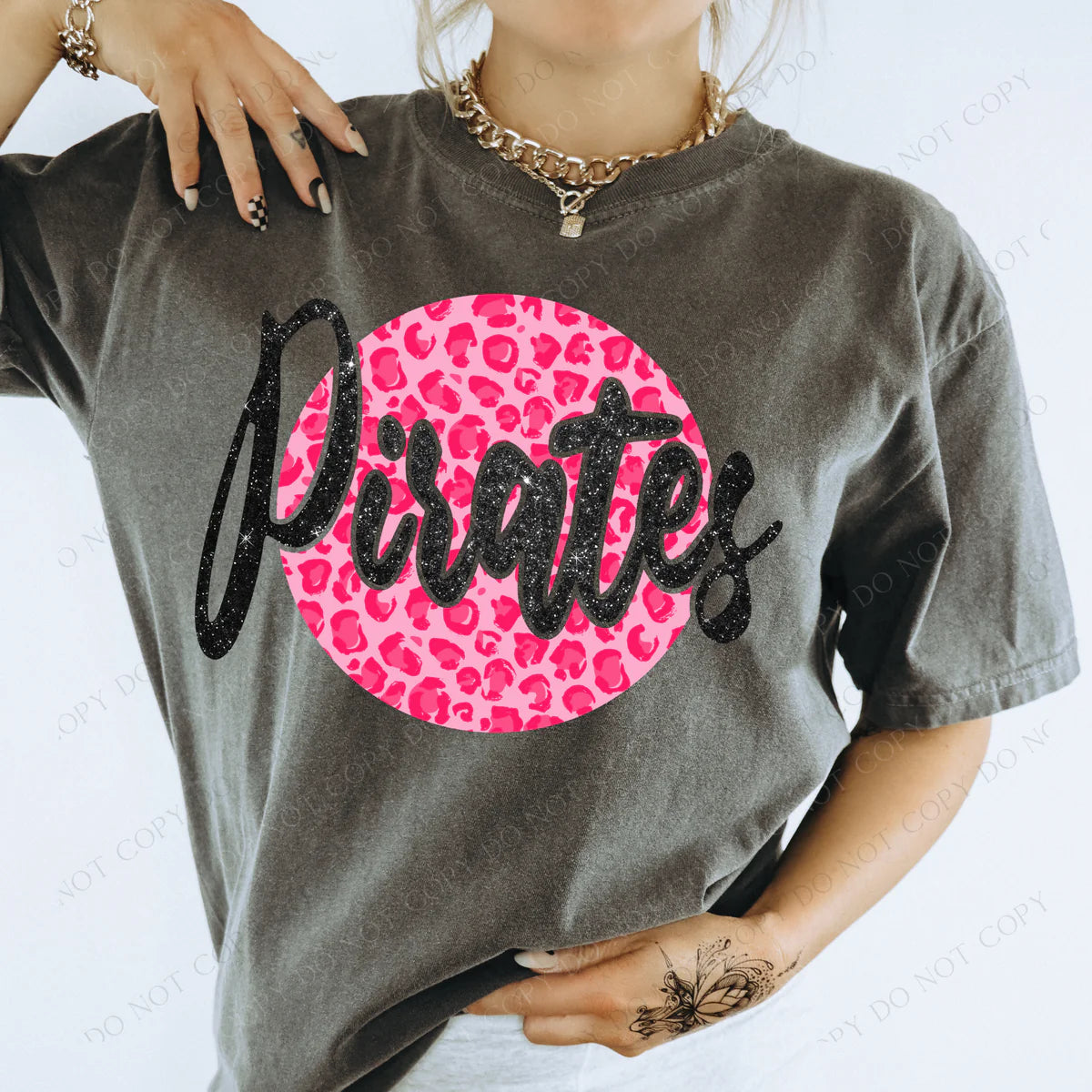 Pirates Pink Leopard Glitter Circle Cutout - 6
