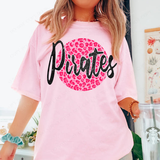 Pirates Pink Leopard Glitter Circle Cutout - 6