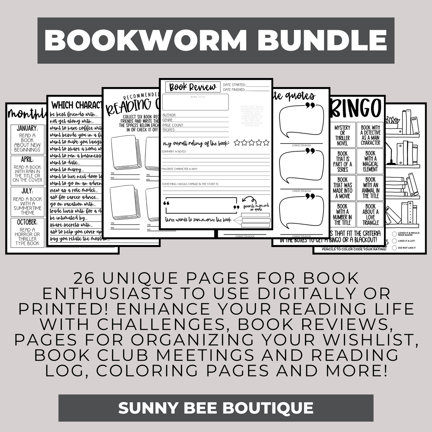 Digital Bookworm Pages Bundle